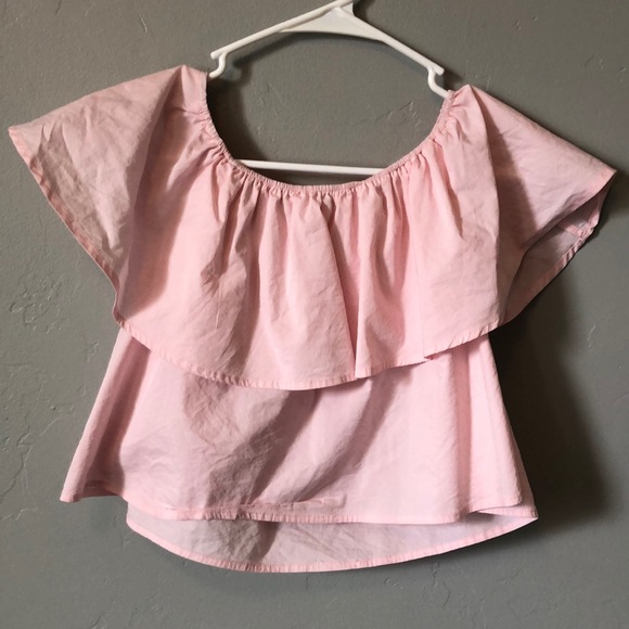 pink off the shoulder crop top forever 21 - Picture 1 of 2